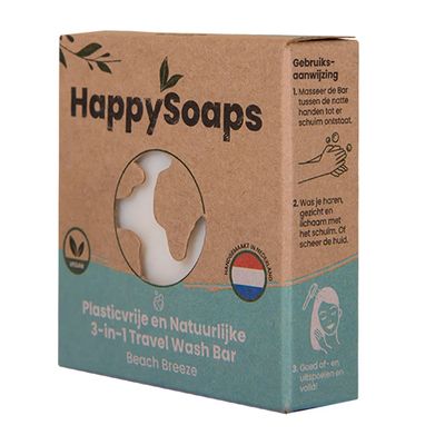De HappySoaps 3-in-1 Travel Wash Bar Beach Breeze