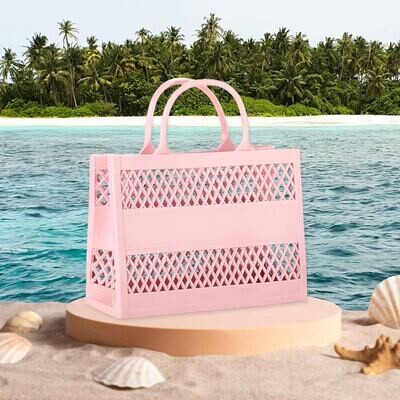 RUBBER TOTE BAG - SOLID JELLY PINK