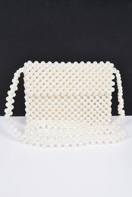 EXOTIC FAUX PEARL BAG WITH FLAP