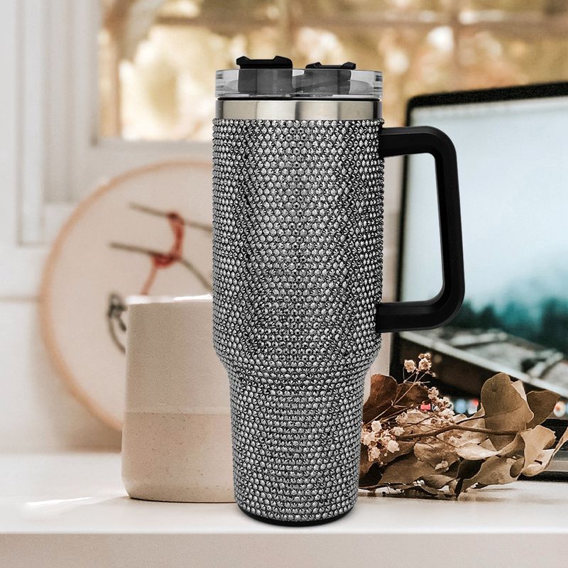 STAINLESS STEEL TUMBLER WITH BLING - BLACK