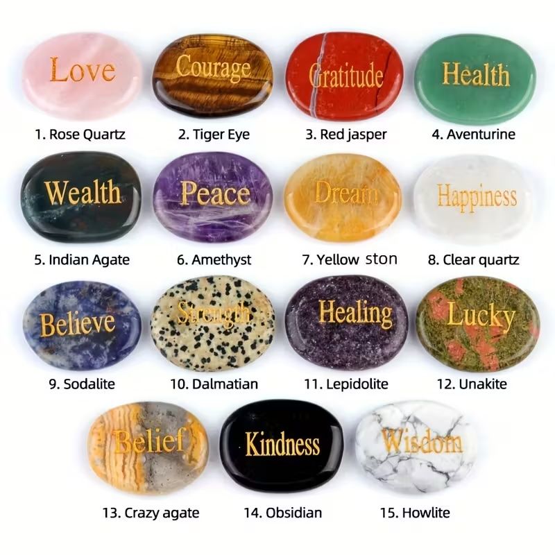 ENGRAVED STONES WITH INSPIRATIONAL WORDS