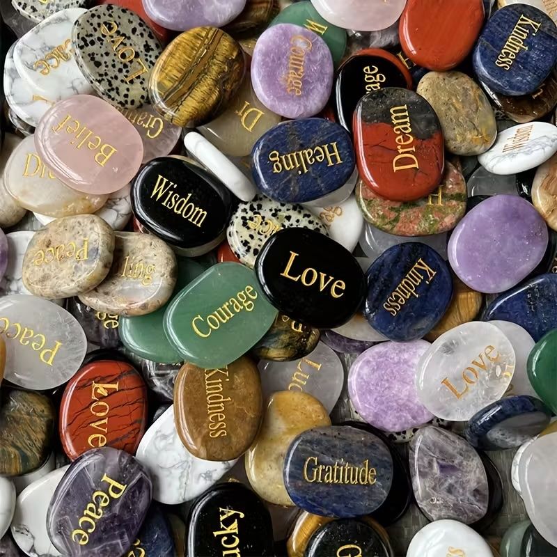 ENGRAVED STONES WITH INSPIRATIONAL WORDS