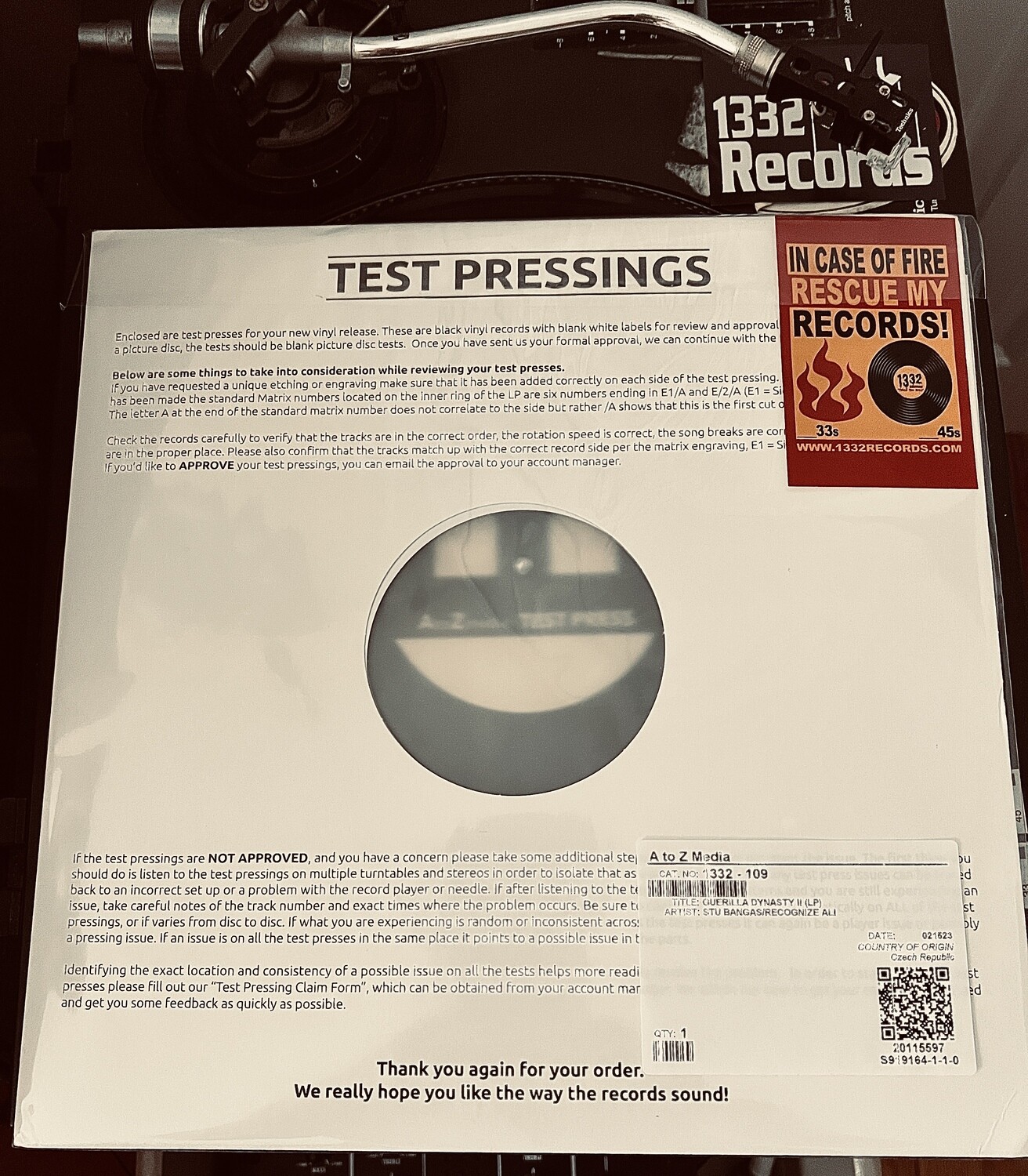 Stu Bangas x Recognize Ali "Guerilla Dynasty 2" LIMITED EDITION Test Presses - Signed by Stu Bangas (ONLY 4 IN TOTAL)