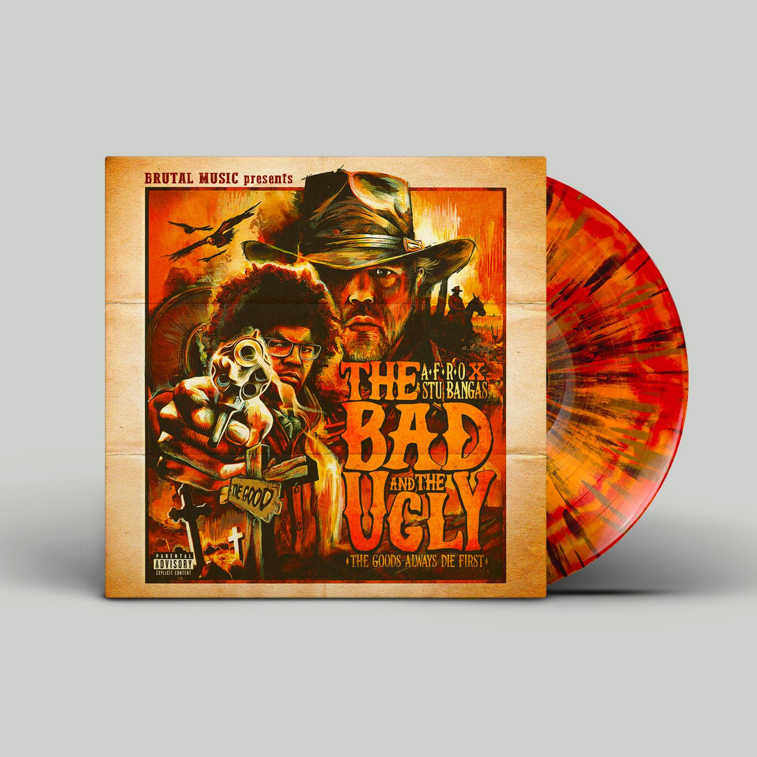 A-F-R-O and Stu Bangas "Bad and Ugly" LP Vinyl (Translucent Orange Vinyl with Red and Black Smoke)