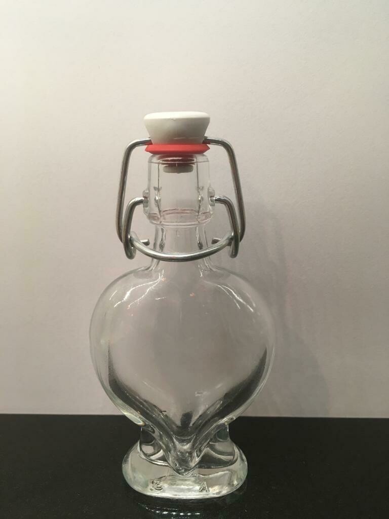 Glass Bottles Heart Shaped Swing Stopper 40ml, Heart Swing Stopper Bottle: Sample Pack of 1 x Heart Swing Stopper Bottle