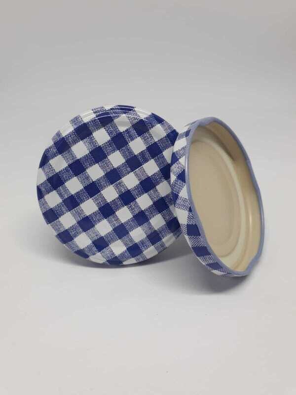 Blue Gingham Metal Twist Off Lids 63mm