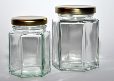 Glass Jars Mixed Pack - 24 x 4oz/110ml & 36 x 8oz/190ml Hexagonal jars with lids