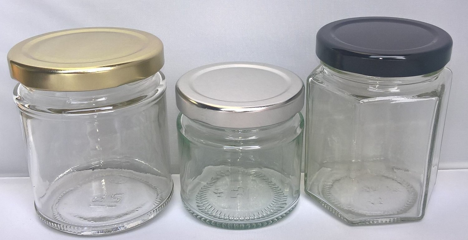 Mixed Pack (1 of each) 125ml Round Jars, 190ml Round Jars & 190ml Hexagonal Jars.