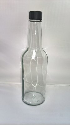 Glass Sauce Bottles 10oz - with Black Cap