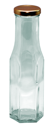 Glass Sauce Bottles Hexagonal 250ml with Twist Off Lids