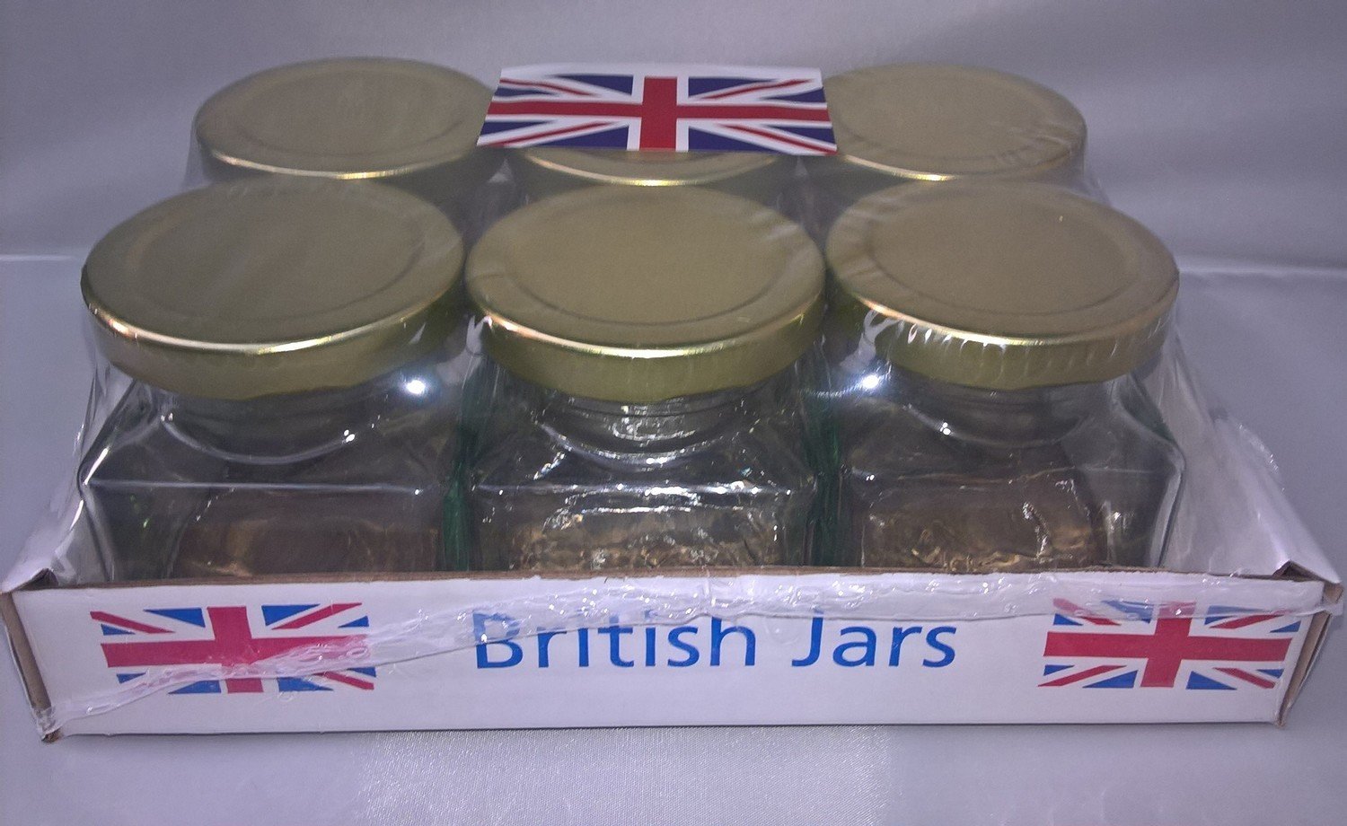 Square Glass Jars 200ml 8oz with Gold Lids Pack of 6