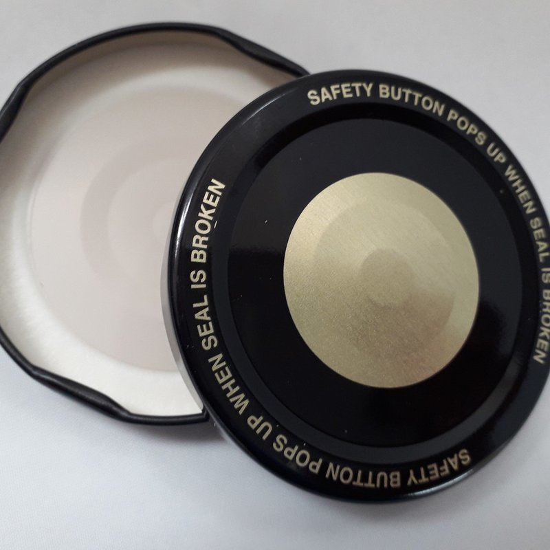 Black &amp; Gold Metal Twist Off Button Lids 63mm