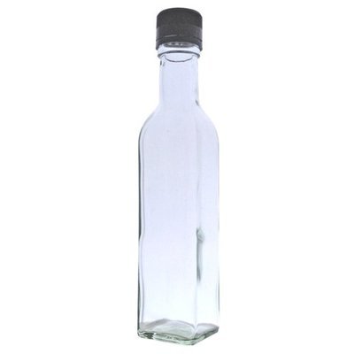 Square Glass Oil Sauce Marasca Bottles 100ml with 31.5mm Black T/E Cap