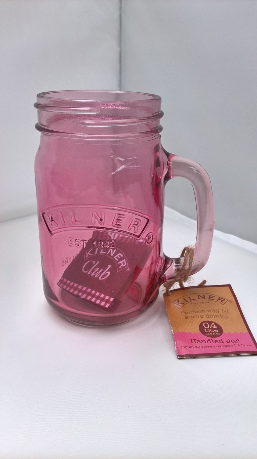 0.4ltr Kilner Pink Handled Drinking Jar