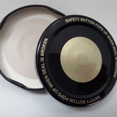 Black & Gold Metal Twist Off Button Lids 63mm