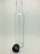 Glass Bottles Round Dorica Clear 250ml with Black 31.5mm TE Caps