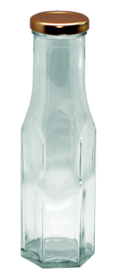 Glass Sauce Bottles Hexagonal 250ml with Twist Off Lids