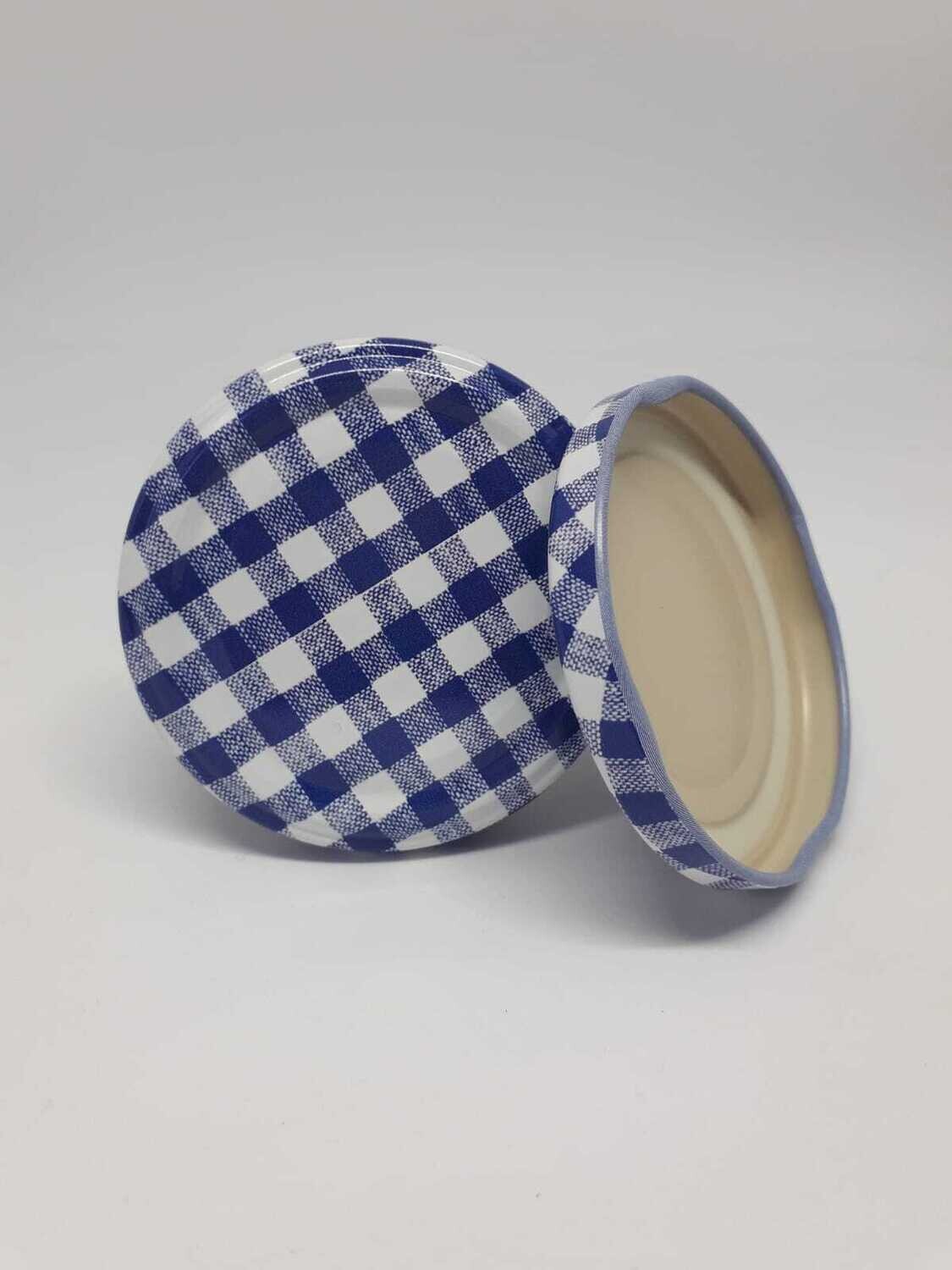 Blue Gingham Metal Twist Off Lids 63mm