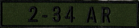 Name Tape, 2-34 Armor OD GREEN