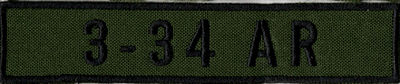Name Tape, 3-34 Armor OD GREEN