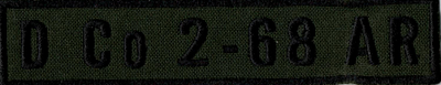 Name Tape, 2-68 Armor, D Co OD GREEN