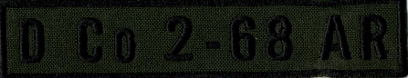 Name Tape, 2-68 Armor, D Co OD GREEN