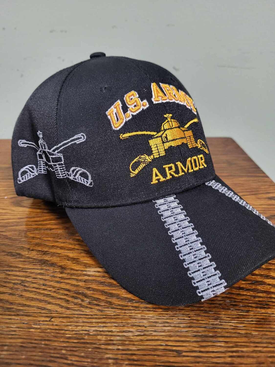 Cap, US Army Armor with Tracks, Velcro Closure