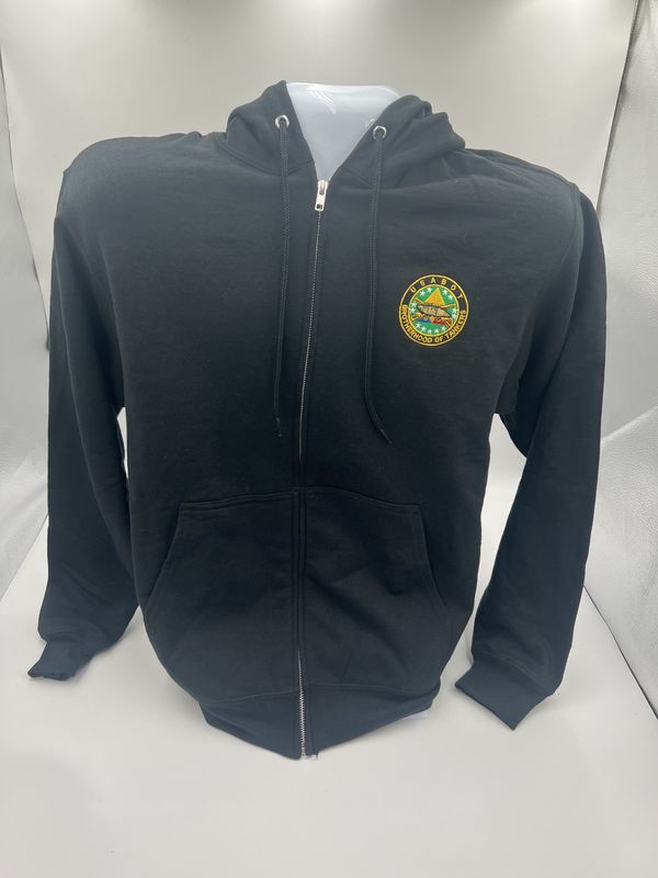 USABOT, Hooded, Full Zip-Up, Black, 3XL