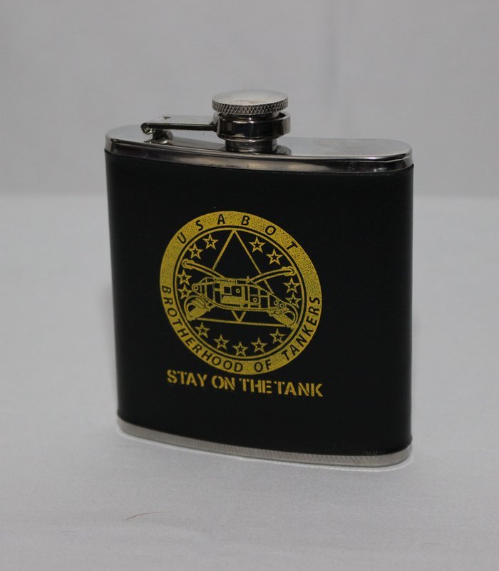 Flask, Hip, Stainless &amp; Leather, 6 oz