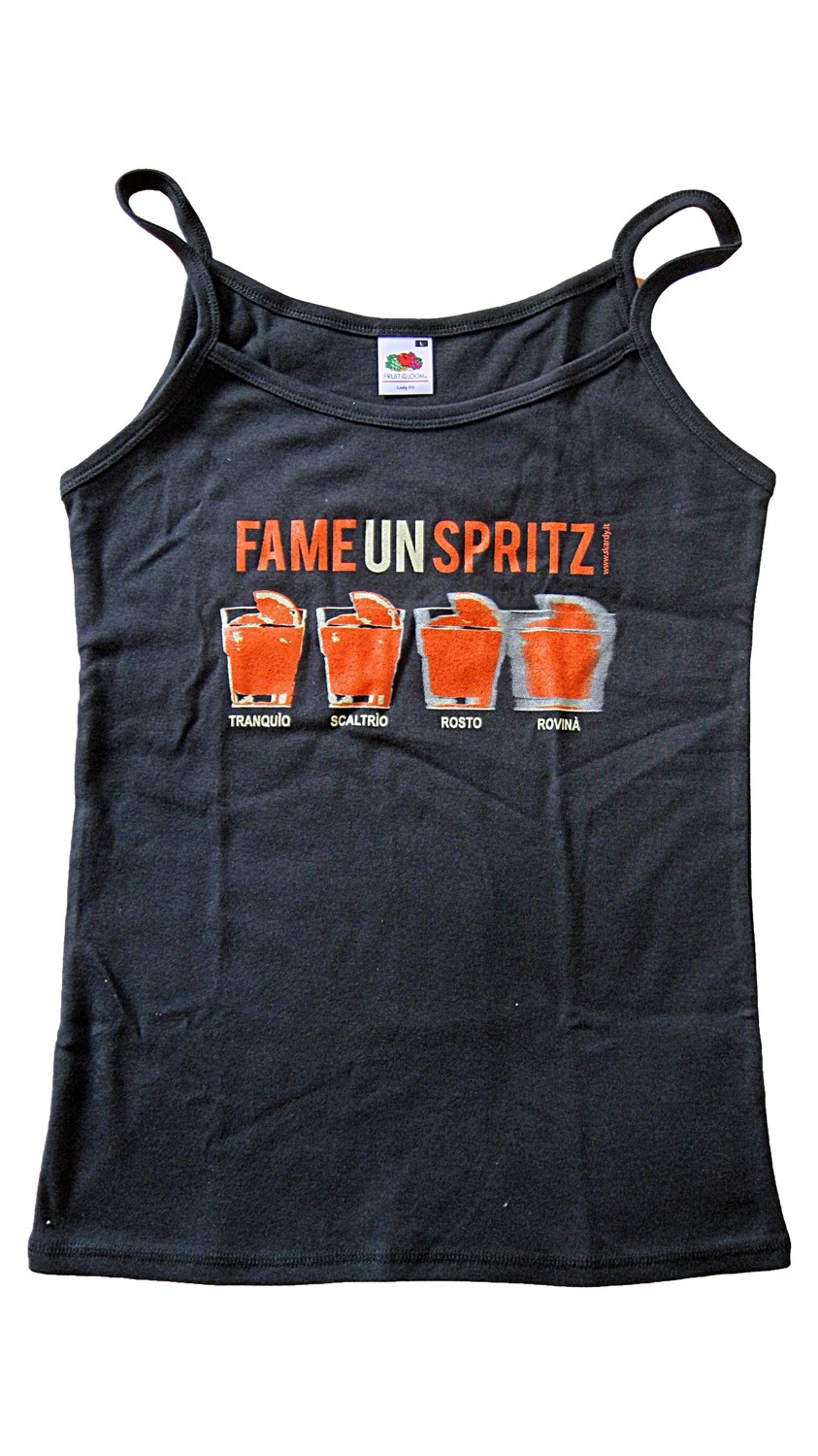 Canotta da donna Canotta da donna "Fame un spritz" - in cotone 100% by "Fruit of the loom"