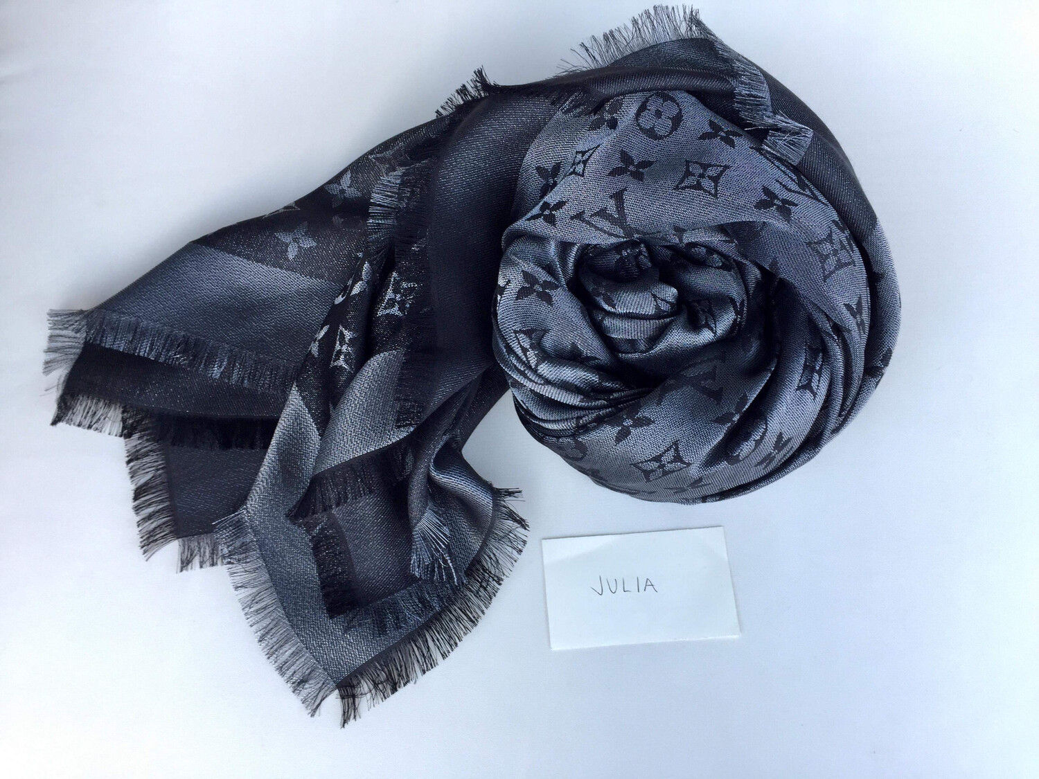 Louis Vuitton Monogram Shawl, Shine Black, M75123 As New WA001