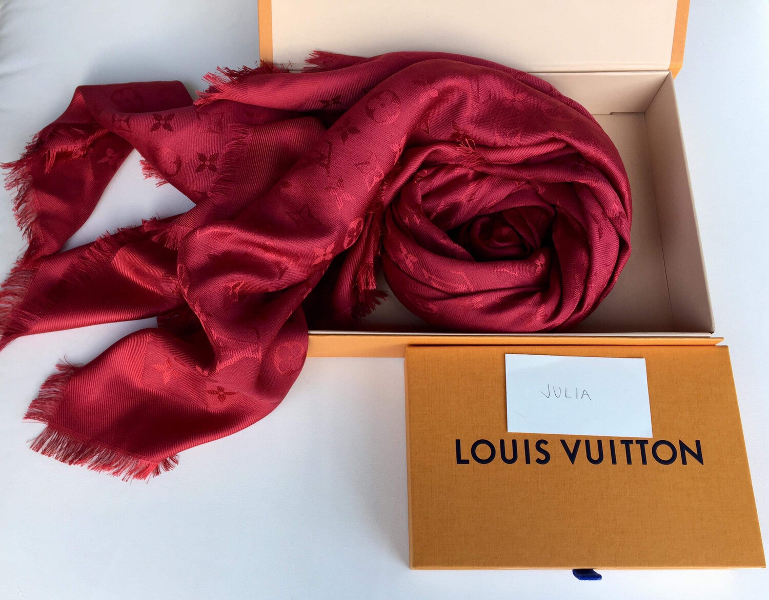 Louis Vuitton Rare Valentine Heart Monogram Silk Scarf 3LK0315