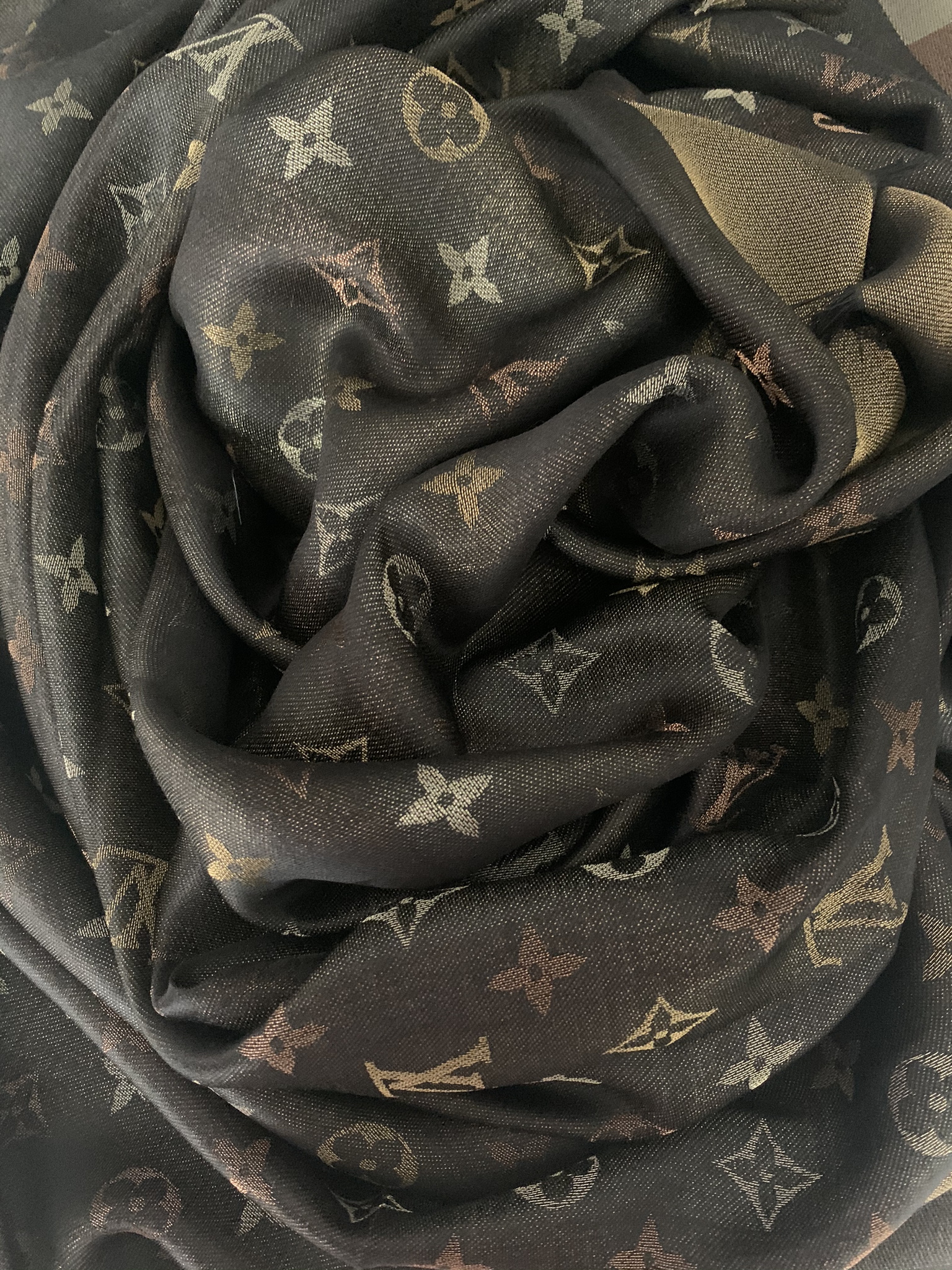 Julia Rose Boston - Gold brown beauty. Louis Vuitton Brown shine shawl.  Might be my fave Bc it is the classic brand colors. Buy here for $365  invoiced and shipped. Retails $675