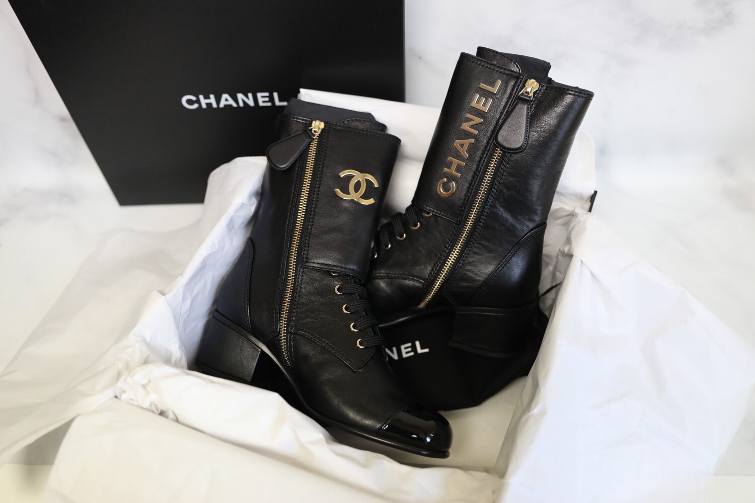 Chanel Shoes Ankle Boots with Pearl Heel, Black, Size 36, New in Box WA001  - Julia Rose Boston