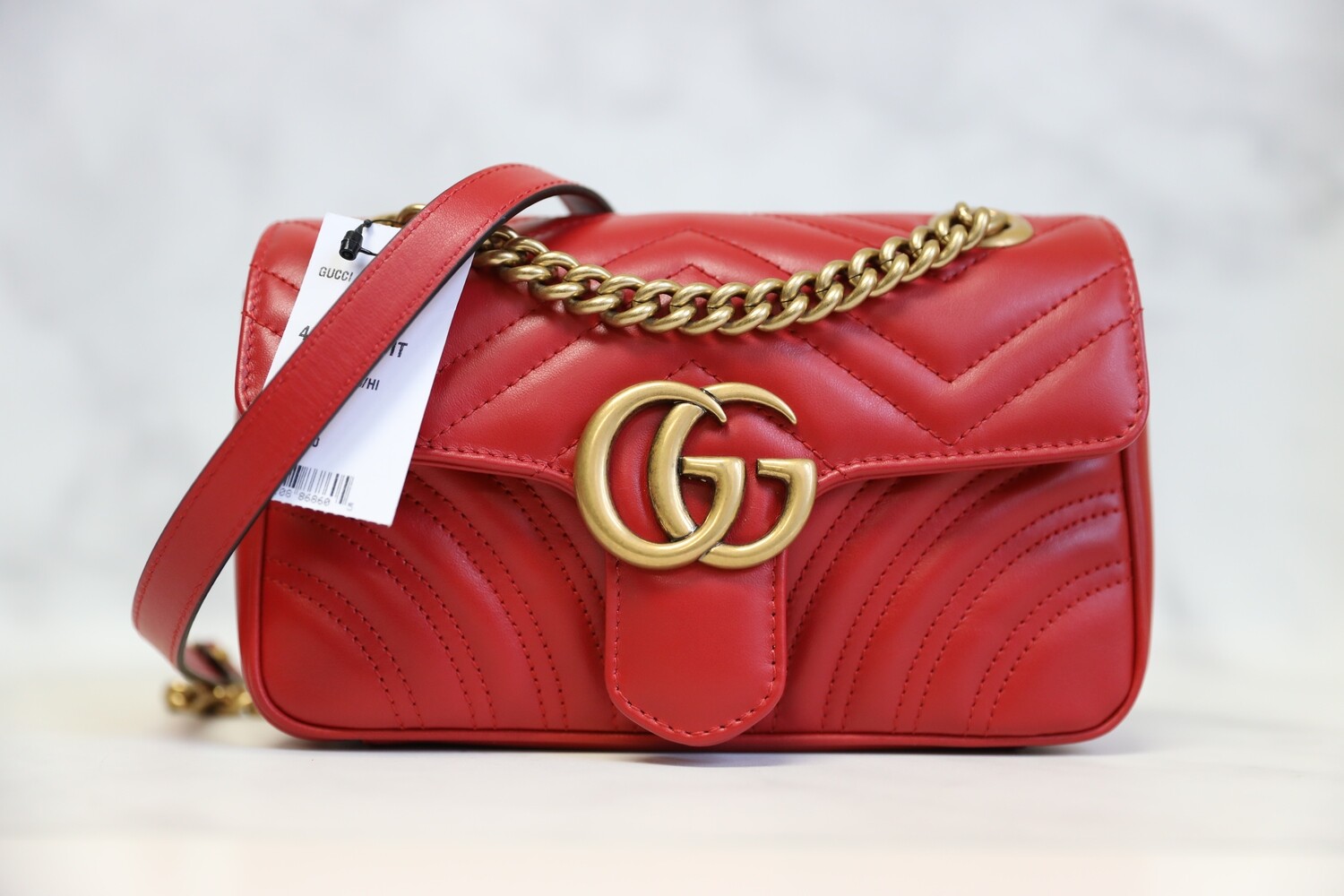 Gucci Marmont Flap Bag Mini Red New in Dustbag WA001