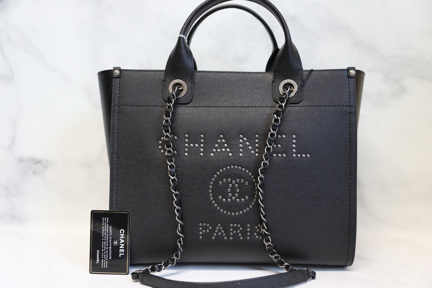 Chanel Deauville Small Black with Ruthenium Hardware new in box
