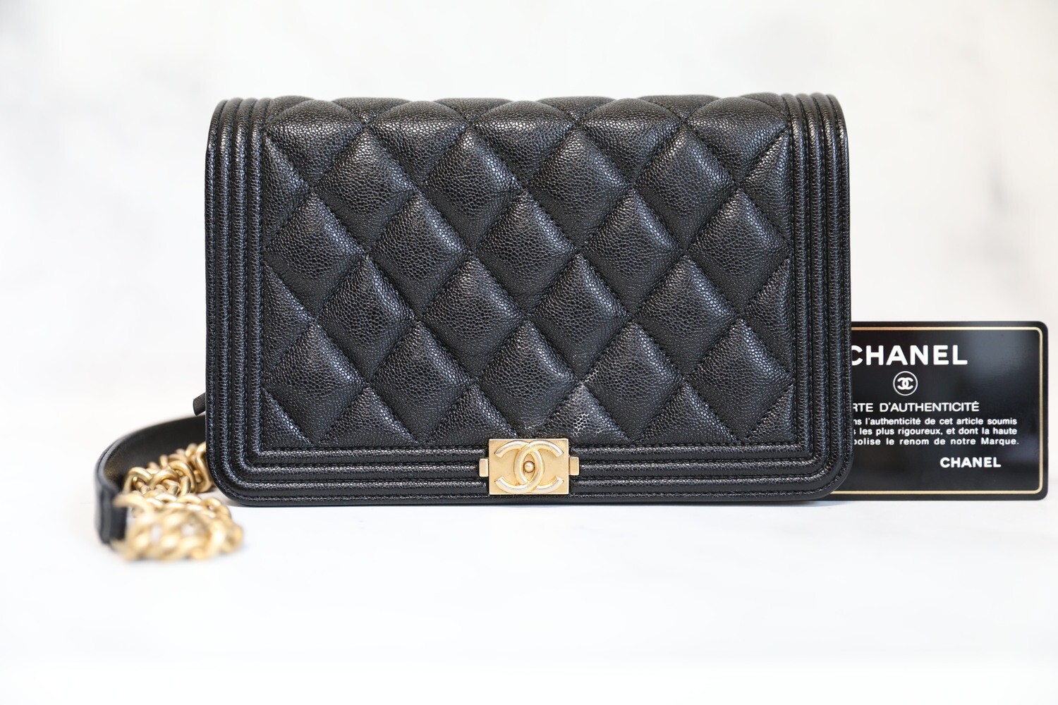 wallet on chain chanel black bag