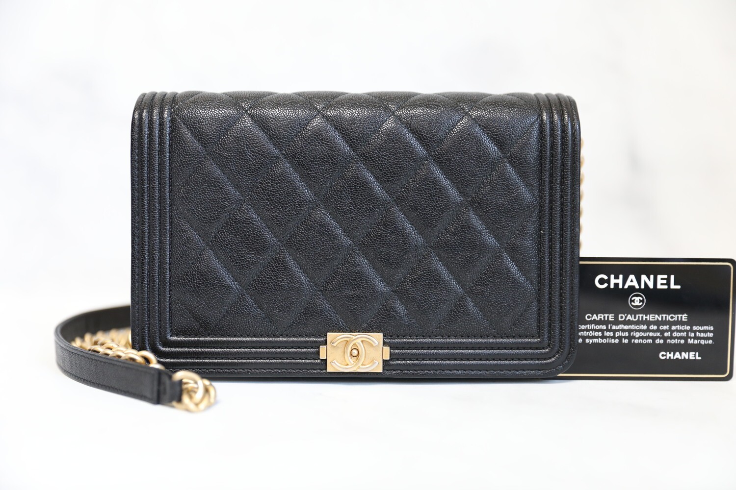 Chanel Wallet on Chain Black Boy Woc with Gold Hardware, Full set