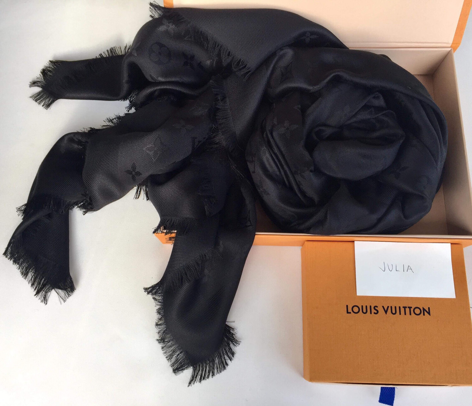 Louis Vuitton Black Monogram Shawl - No Box - MA001 - Julia Rose Boston