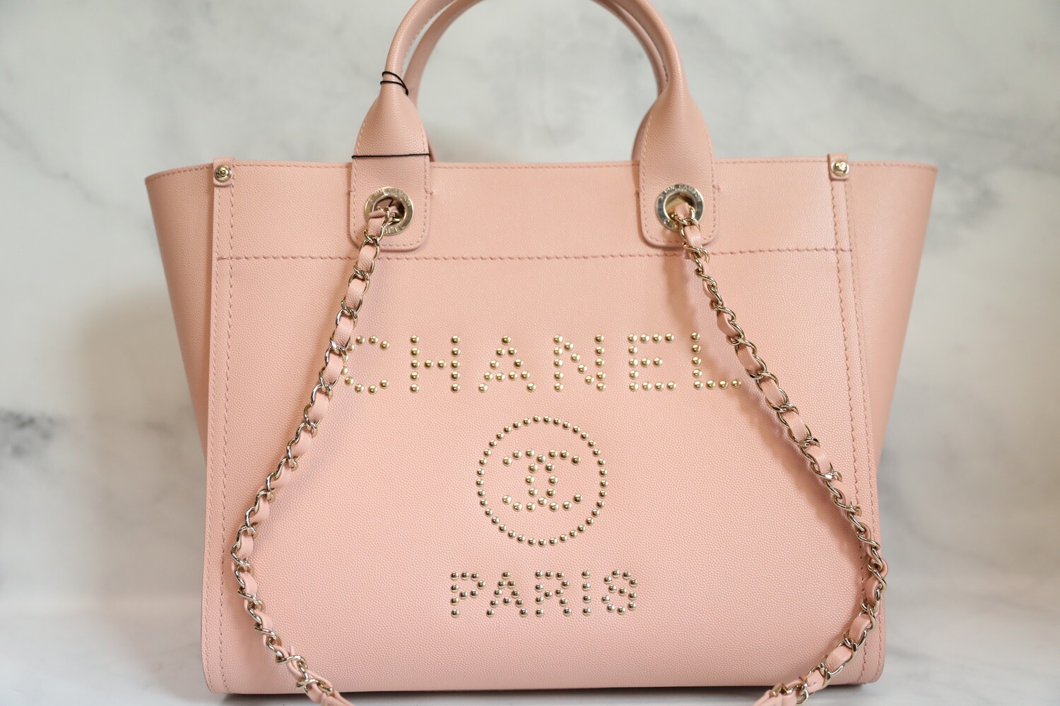 Chanel Deauville Small Pink Leather, Gold Hardware, Preowend In Dustbag MA001 - GOING TO LS