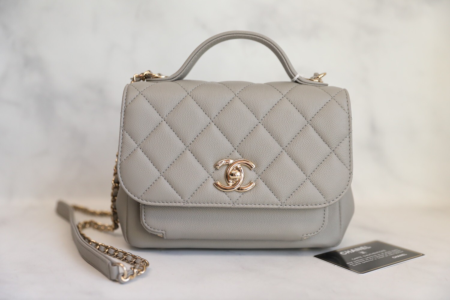 Chanel Business Affinity Small Grey Caviar With Gold Hardware, Like New With Dustbag And Box 