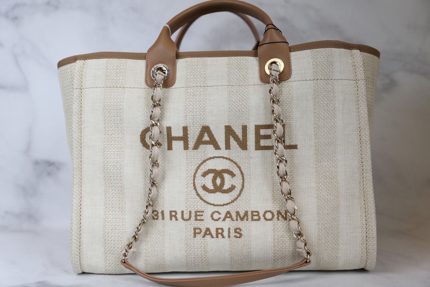 Chanel Deauville Large Striped, New With Tags, Card, Dustbag &amp; Box