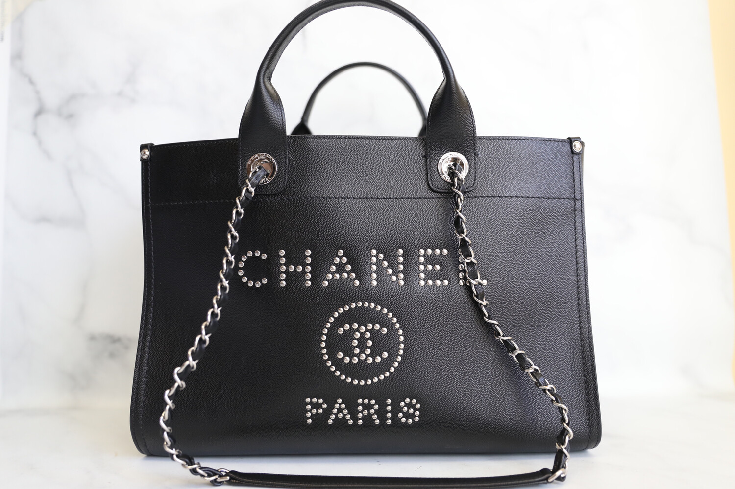 Chanel Deauville Large Black Silver Hardware Preowned