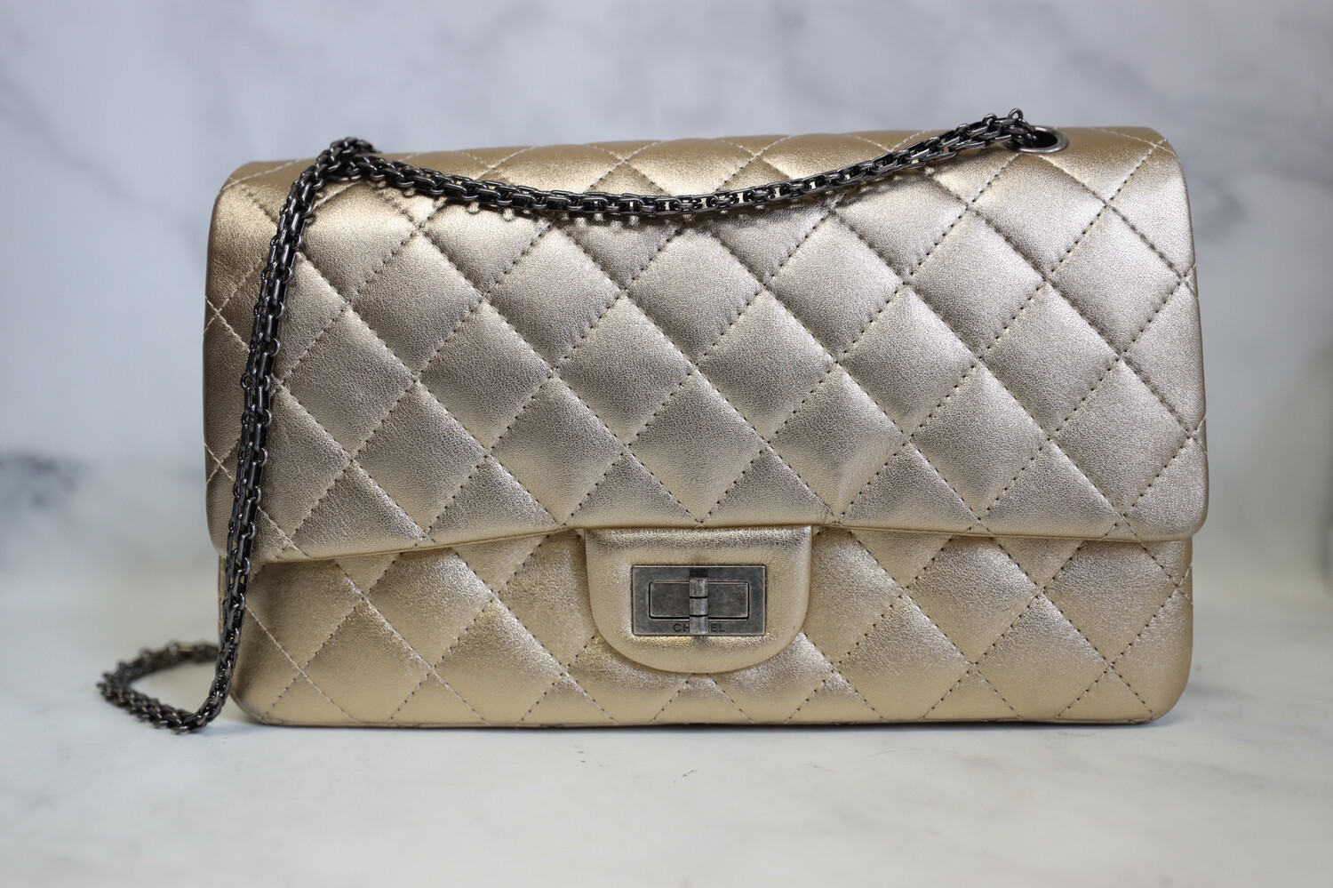 Chanel Reissue 225 Beige Calfskin Leather, Antique Gold Hardware, Preowned  in Dustbag - Julia Rose Boston