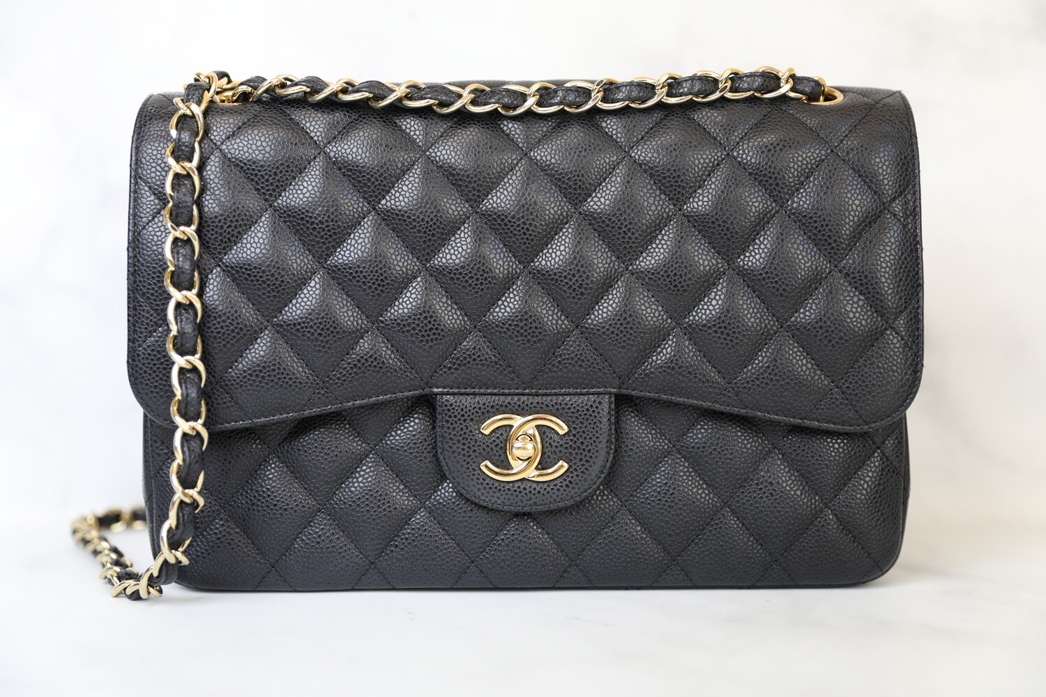 Chanel Classic Jumbo Double Flap Caviar Black with Gold Hardware - No Dustbag