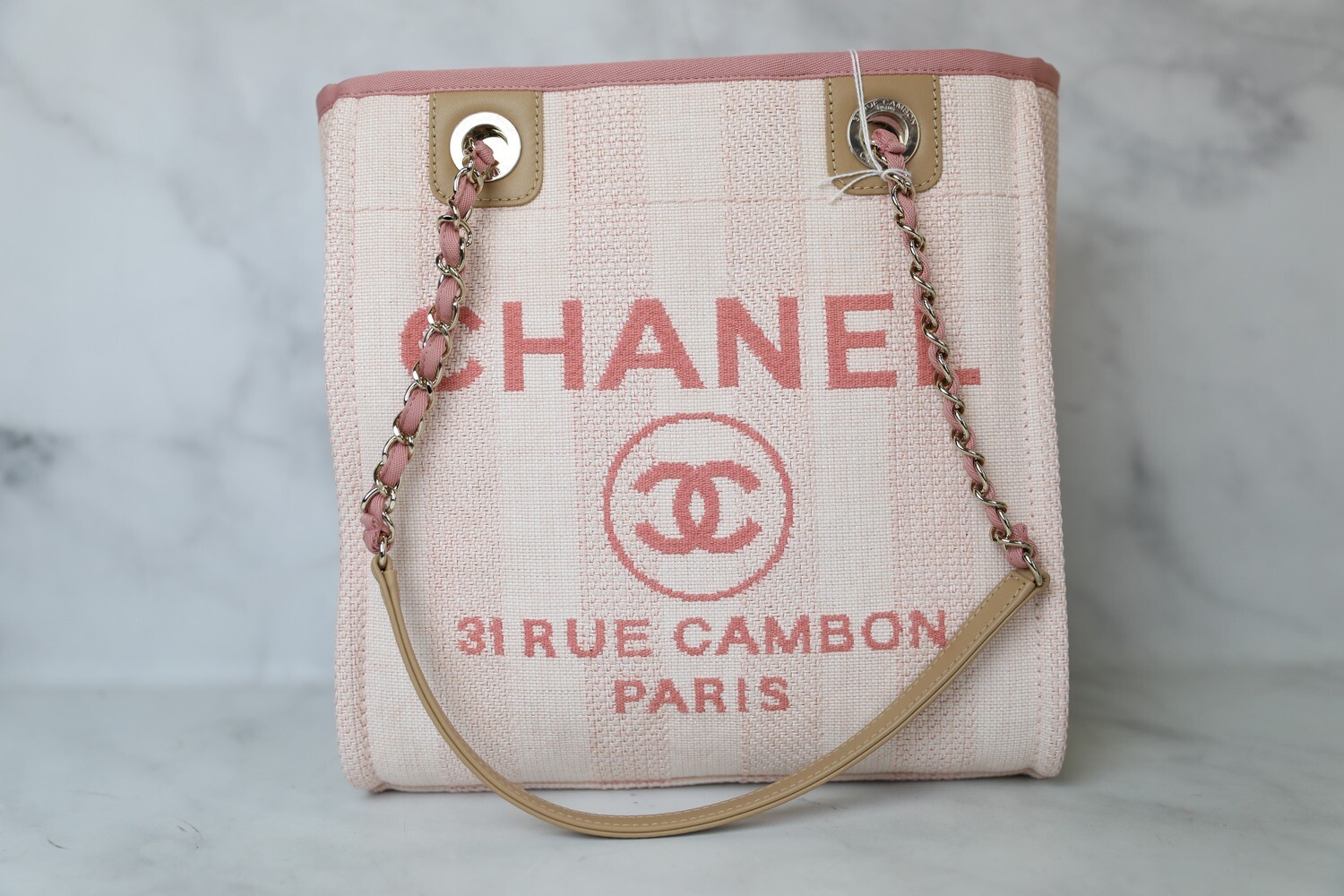 Chanel Deauville Mini Striped Pink, New in Box