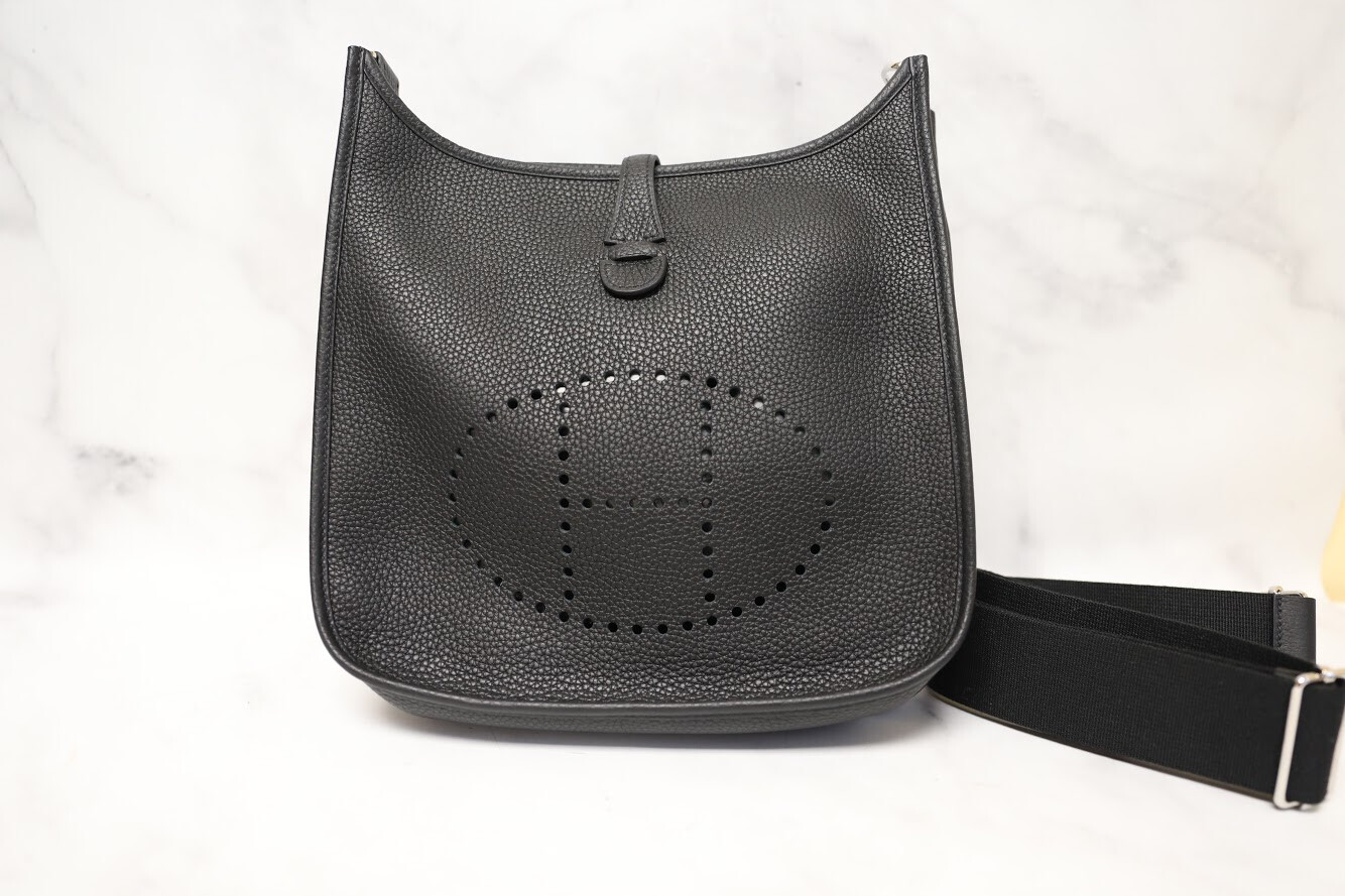 Hermes Evelyne PM Black With Silver Hardware, New In Box
