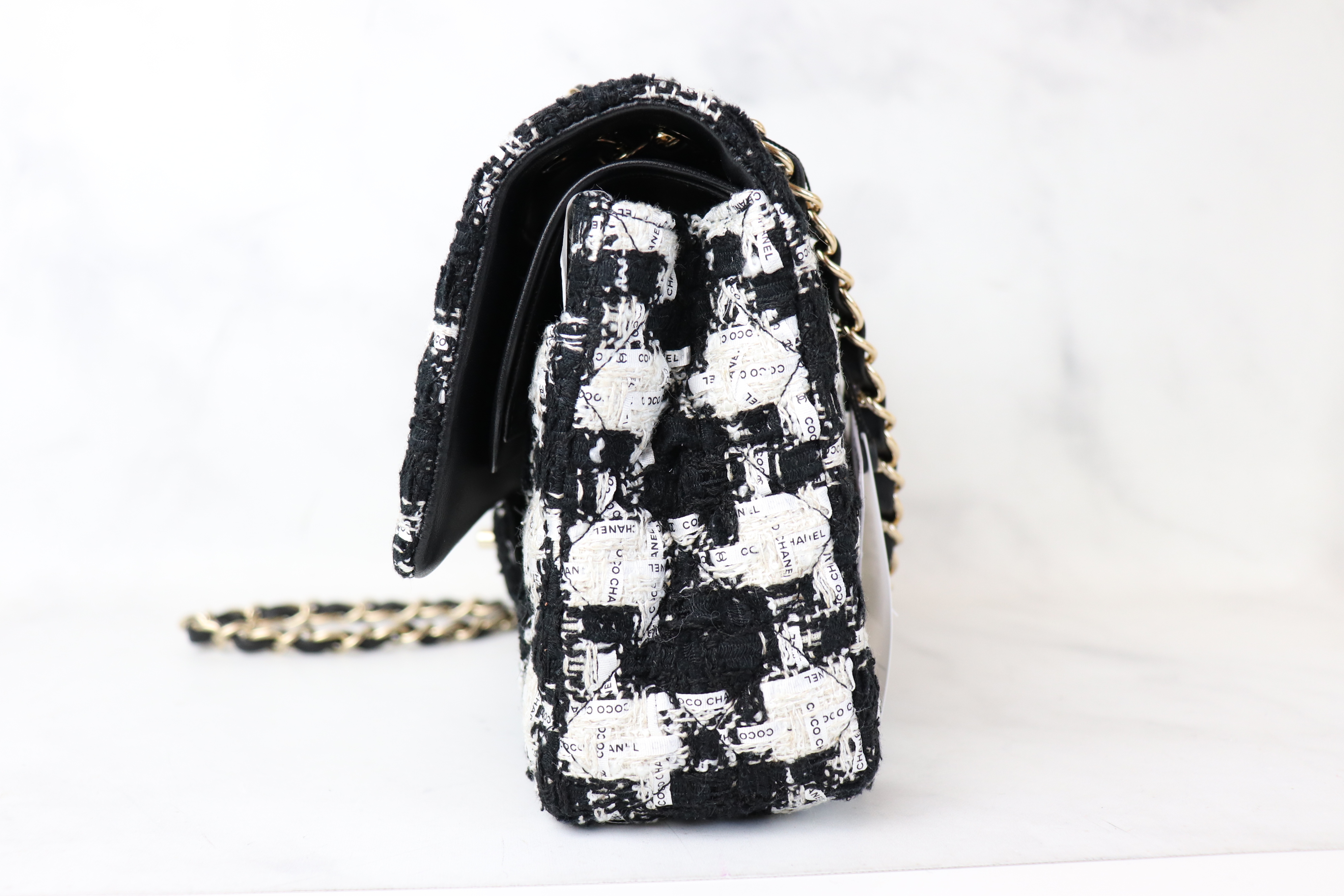 Chanel Mini Rectangular, Black and White Ribbon Tweed, New in Box