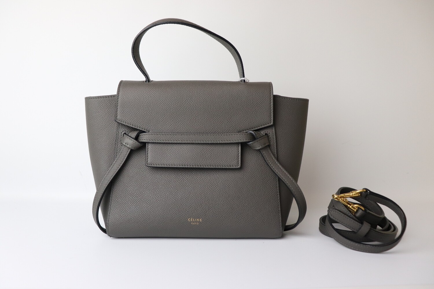 Celine Belt Bag Nano Grey, Preowned In Dustbag Wa001