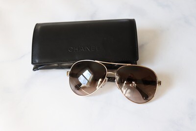 Chanel Sunglasses Aviators, Preowned in Case WA001